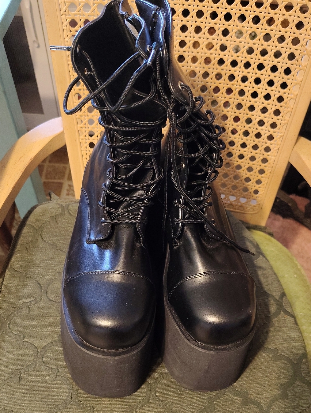 Women's Black Lace-Up Platform Boots